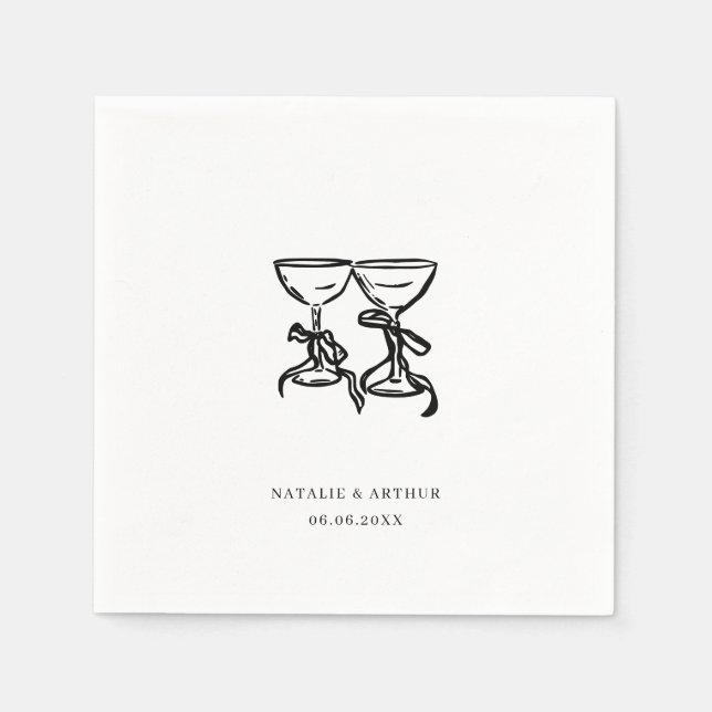 Modern Hand Drawn Wedding Napkin (Front)