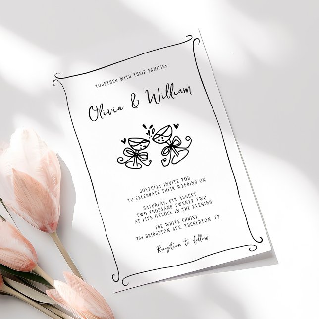 Modern Hand-Drawn Whimsical Wedding Invitation (Creator Uploaded)