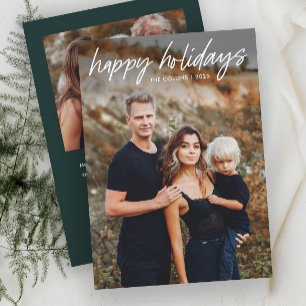 Modern Hand Lettered 2 Photo Holiday Card