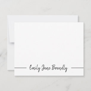 Modern Hand Lettered Black White Flat Note Card