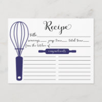 Modern Hand Lettered Blue Whisk Recipe Card