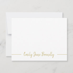 Modern Hand Lettered Gold White Flat Note Card