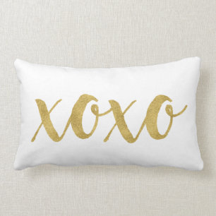 Modern Hand Lettered Gold XOXO Decorative Lumbar Pillow