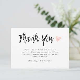 Modern Hand Lettered Heart Wedding  Thank You Card