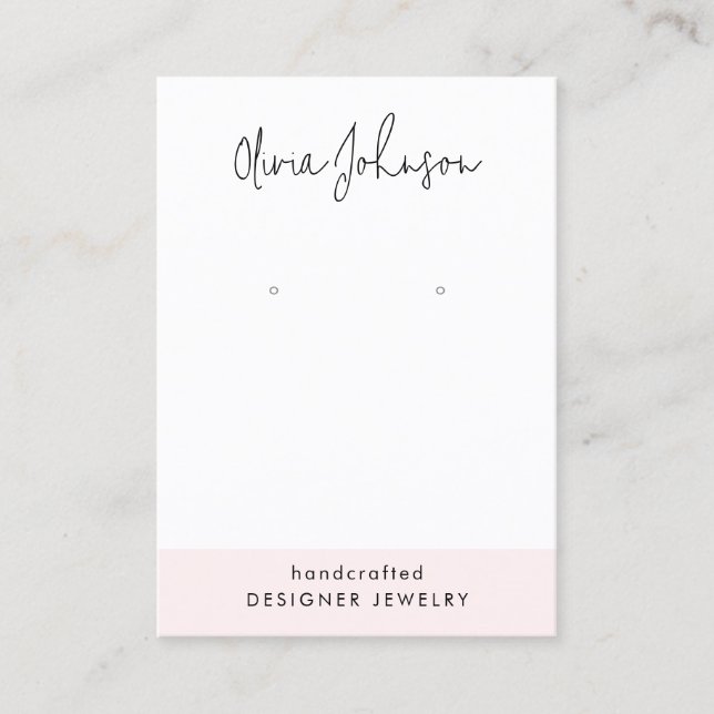 Modern Hand Lettered Jewellery Earring Display  Business Card (Front)