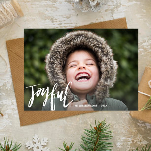 Modern Hand lettered Joyful Holiday Photo Card