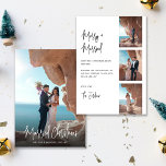 Modern Hand-Lettered Married Christmas 4 photos  Holiday Card<br><div class="desc">Modern Minimalist Hand-Lettered Married Christmas 4 photo collage Holiday Card.</div>