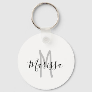 Modern Hand Lettered Name & Monogram Keychain