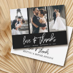 Modern Hand-Lettered Photo Collage Black Thank You Card<br><div class="desc">Thank your guests with these modern photo collage thank you cards with hand-lettered "love & thanks".</div>
