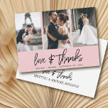 Modern Hand-Lettered Photo Collage Elegant Blush Thank You Card<br><div class="desc">Thank your guests with these modern photo collage thank you cards with hand-lettered "love & thanks".</div>