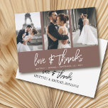Modern Hand-Lettered Photo Collage Mauve Thank You Card<br><div class="desc">Thank your guests with these modern photo collage thank you cards with hand-lettered "love & thanks".</div>