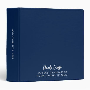 Modern Hand Lettered Script Black Return Address Binder