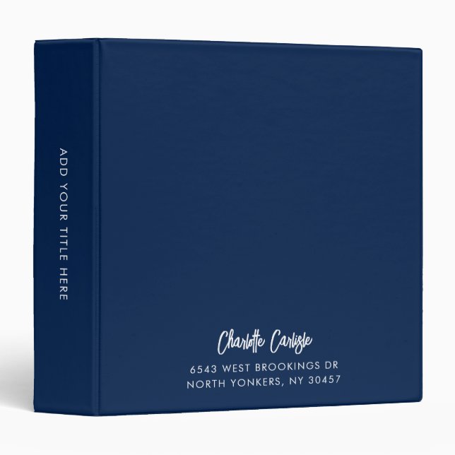 Modern Hand Lettered Script Black Return Address Binder (Front/Spine)
