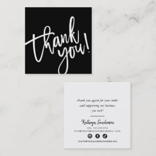 MODERN HAND LETTERED thank you black white writing Square Business Card