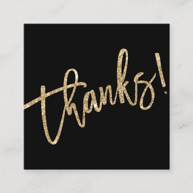 MODERN HAND LETTERED thank you gold glitter script Square Business Card (Front)