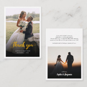 Modern Hand-Lettered Wedding Photo Thank You Card