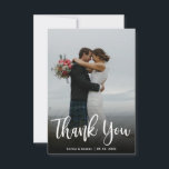 Modern Hand Lettered Wedding Photo Thank You Card<br><div class="desc">Modern Hand Lettered Wedding Photo Thank You Card. Modern Stylish wedding thank you postcard template featuring a full vertical photo on the front with the text "Thank You" in a hand lettered typography script font in white on the picture. Personalize the custom name and thank you message. If you prefer...</div>