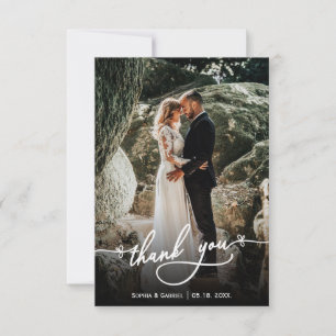 Modern Hand Lettered Wedding Photo Thank You Card