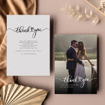 Modern Hand-Lettered Wedding Photo Thank You Card<br><div class="desc">A great and thoughtful way to thank your friends,  family,  and coworkers who graced you their presence on your your wedding day with this modern photo thank you cards with script hand lettered "thank you" and a love heart.</div>