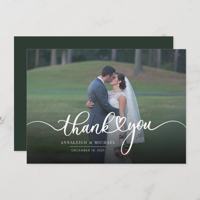 Modern Hand-Lettered Wedding Photo Thank You Card (Front/Back)