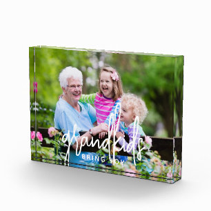 Modern Hand Lettering Grandkids Photo Block