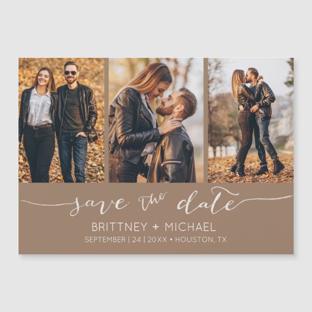 Modern Hand Lettering Save the Date Tan (Front)