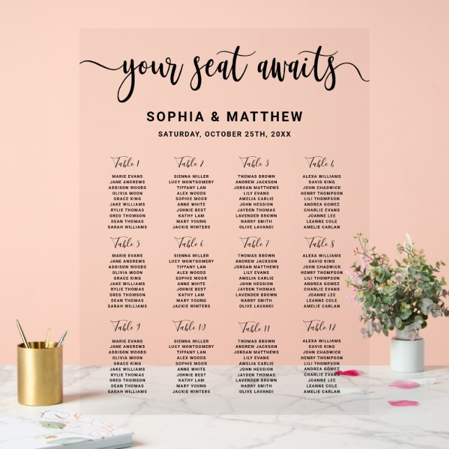 Modern Hand Lettering Wedding Seating Chart Sign (Wedding)