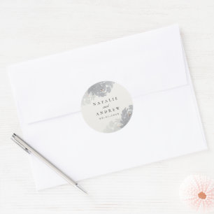 Modern Hand Painted Floral Wedding Classic Round Sticker