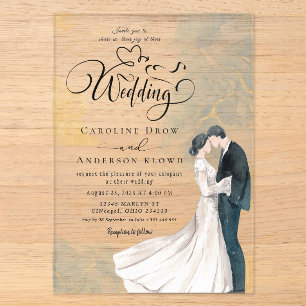 Modern hand painted Wedding Acrylic Invitations