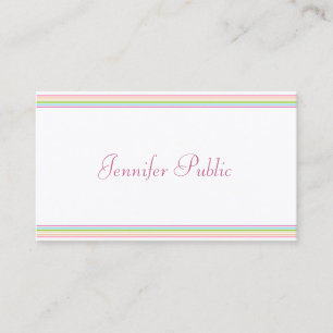 Modern Hand Script Colourful Stripes Template Business Card