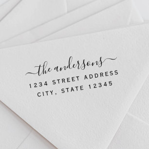 Modern Hand Script Family Name Return Address Self-inking Stamp