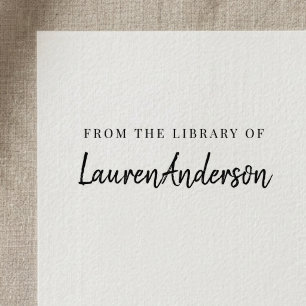 Modern Hand Script from the Library of Bookplate Rubber Stamp