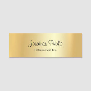 Modern Hand Script Glamour Gold Small Rectangle Name Tag