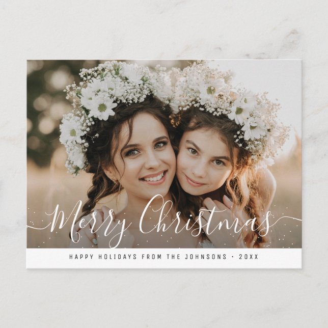 Modern hand script merry christmas postcard (Front)