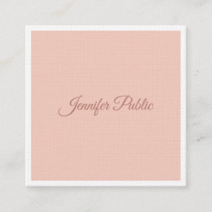 Modern Hand Script Template Elegant Premium Linen Square Business Card