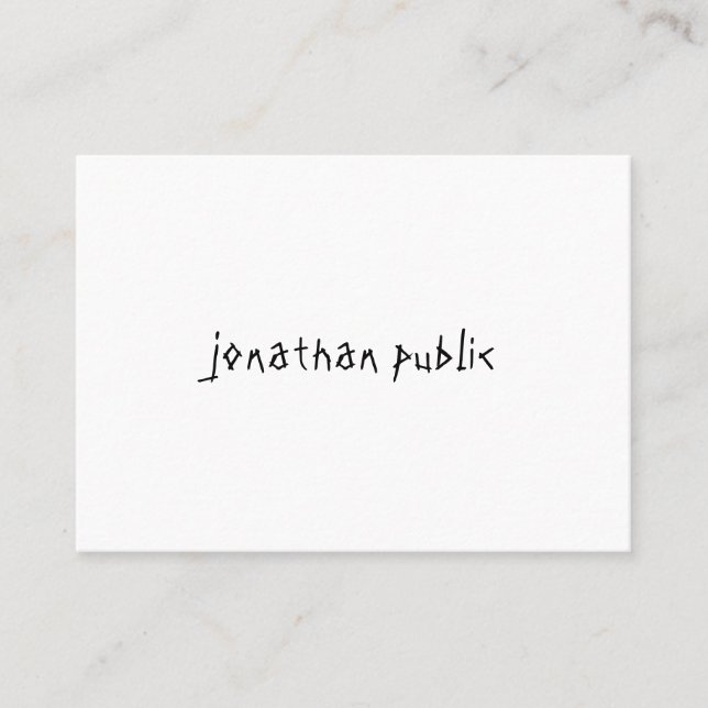 Modern Hand Script Text Professional Minimalist Business Card (Front)