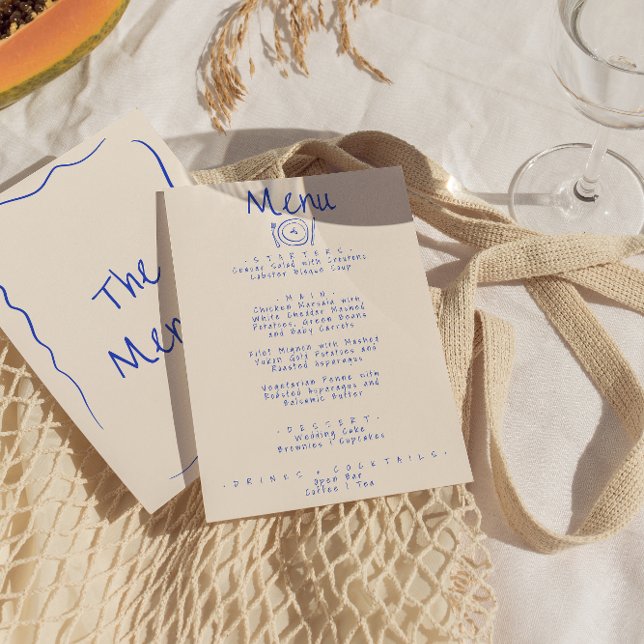 Modern Hand Written Drawn Funky Quirky Wedding  Menu (Creator Uploaded)