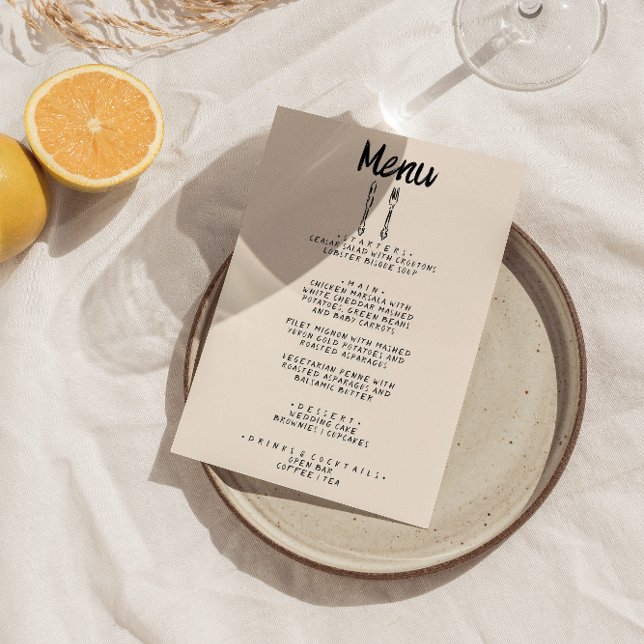 Modern Hand Written Drawn Retro Quirky Wedding Menu (Creator Uploaded)