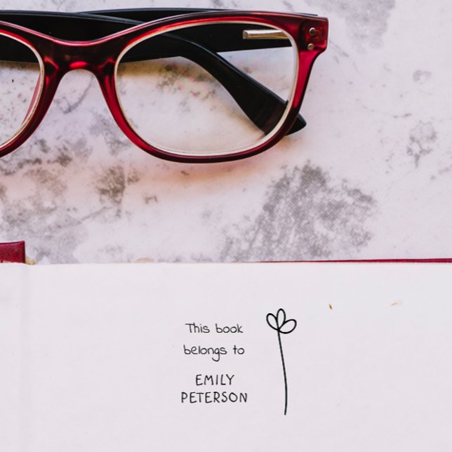 Modern Hand-written Library Book of Custom Name  Rubber Stamp (Creator Uploaded)