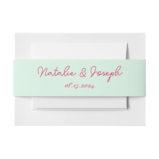 Modern Hand Written Retro Whimsical Fun Wedding  Invitation Belly Band (Front Example)