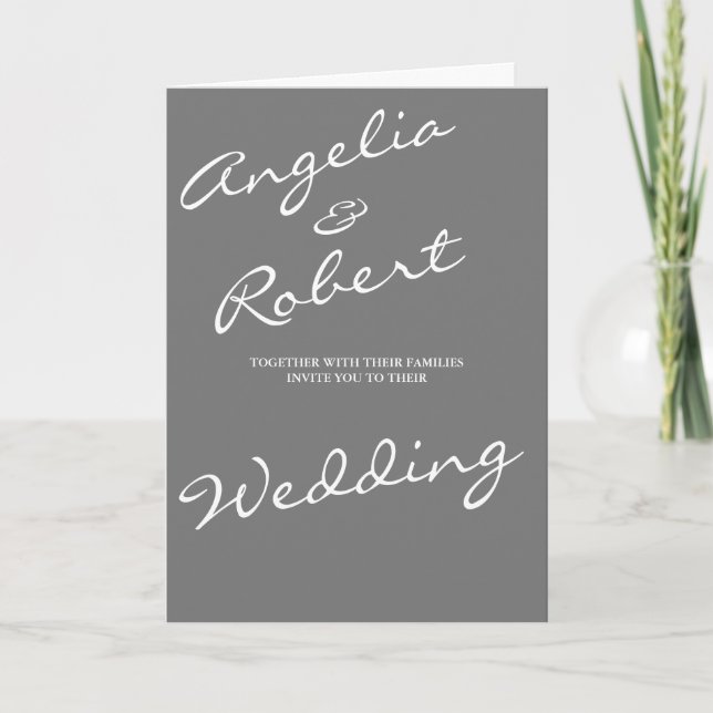 Modern Hand Written White Script Photo Wedding Invitation (Front)