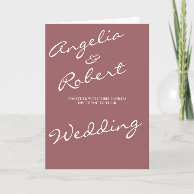 Modern Hand Written White Script Photo Wedding Invitation (Front)