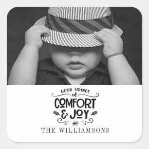Modern Handlettered   Black White Photo Sticker 