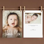 Modern Handlettering Custom 2 Photos Baby Shower  Thank You Card<br><div class="desc">Introducing our "Modern Handlettering Custom 2 Photos Baby Shower Thank You Flat Card" – a chic and personalized way to express gratitude to your guests. This flat card features modern handlettering and space for two custom photos, adding a stylish and heartfelt touch to your thank you message. One on the...</div>