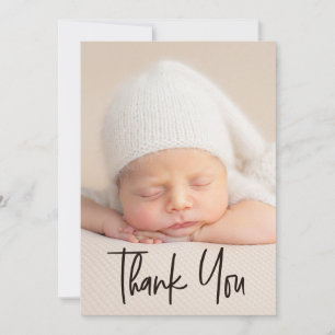 Modern Handlettering Custom Baby Shower Photo Thank You Card