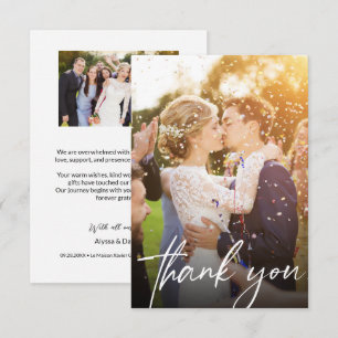 Modern Handlettering Custom Guest Wedding Photos Thank You Card
