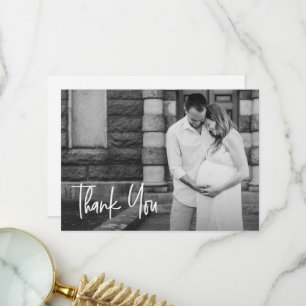 Modern Handlettering Custom Photo Baby shower Thank You Card