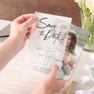 Modern Handlettering Wedding Overlay Vellum Invitations
