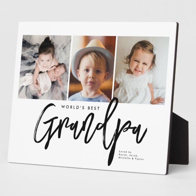 Modern Handlettering World's Best Grandpa Photos Plaque (Side)
