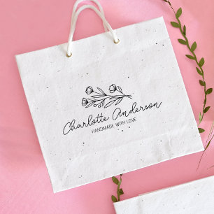 Modern Handmade Custom Business, Floral Large Rubber Stamp